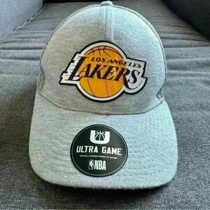 🎆 NBA Los Angeles Lakers Ultra Game Slick Gray Heather Flex fit Hat OSFA NWT